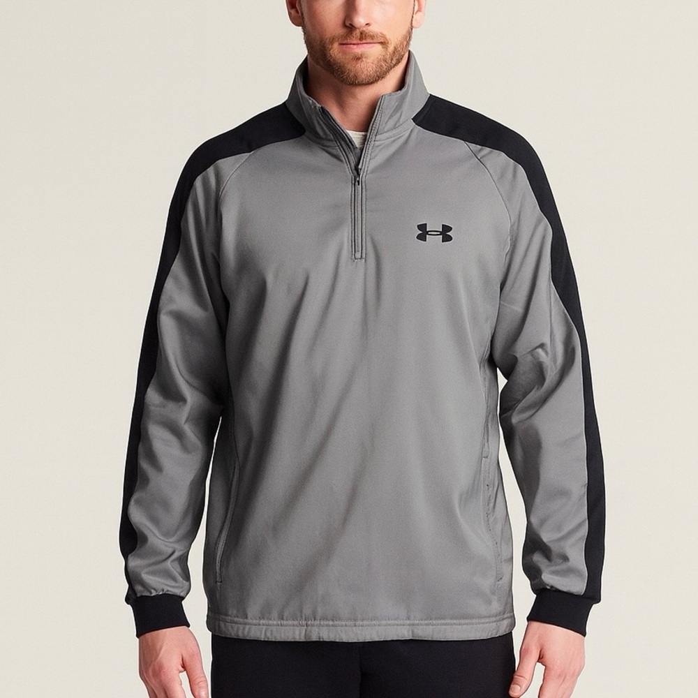 Under Armour Windcheater Quarter Zip Pullover Gray Black Men’s Medium